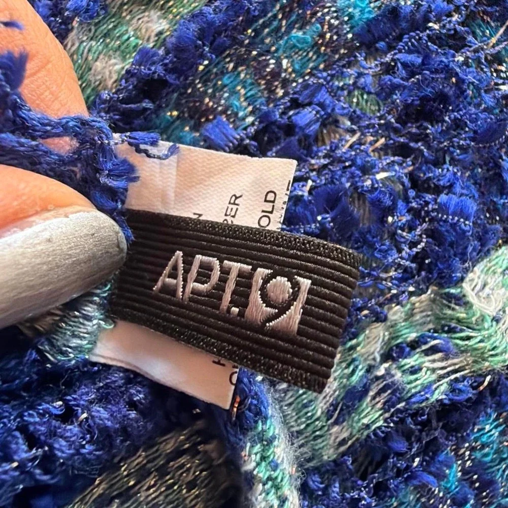 Apt 9 Blue Teal Sequin Metallic Knit Infinity Scarf Mermaid Boho Chic Sparkly